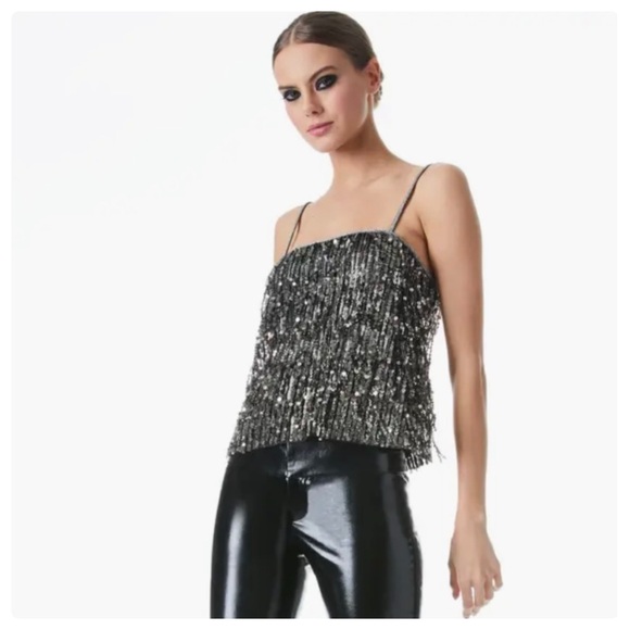 ALICE + OLIVIA Chi Sequin Fringe Top - Picture 6 of 12